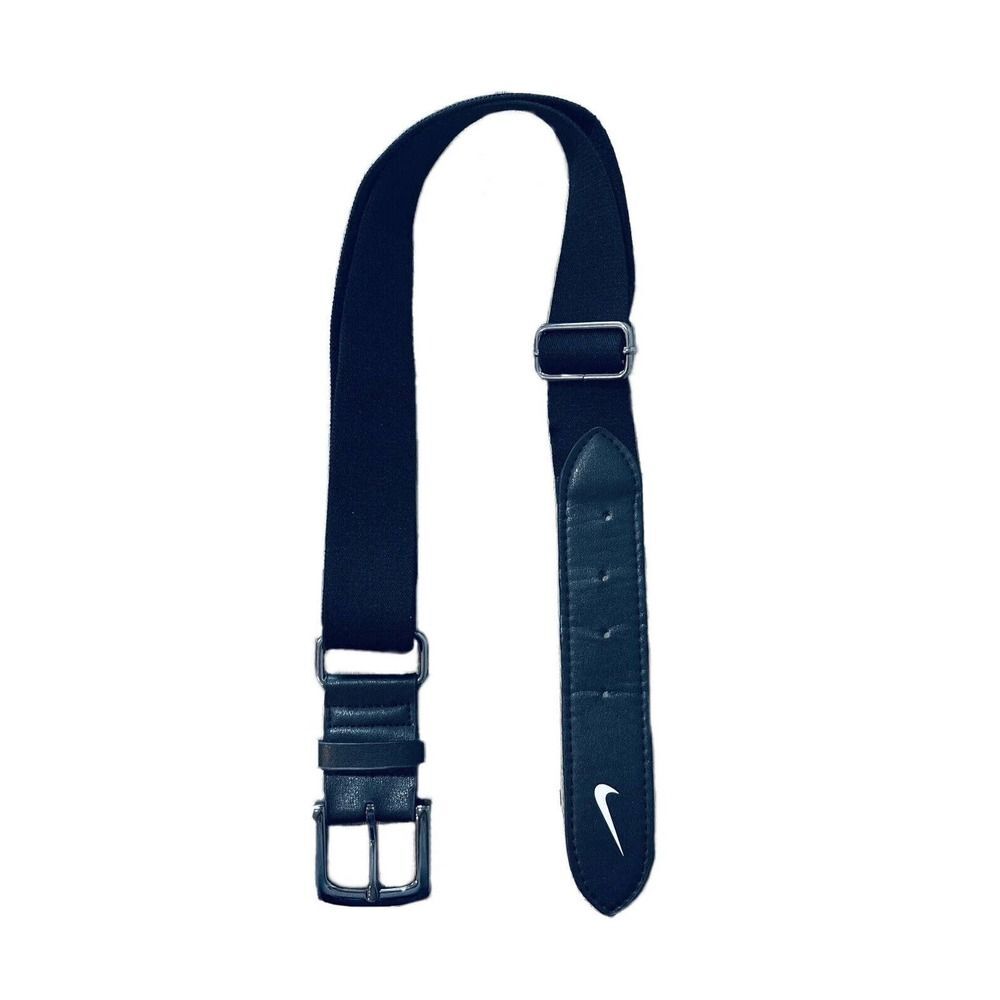 Nike Logo Stretch Belt Women’s 22"/40"  Black on Black Steel White Logo Any Size